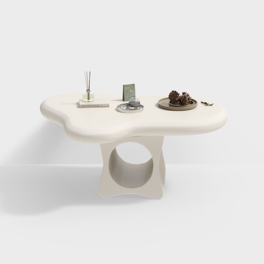 Streamlined Art Table 3D Model – Soft Beige Low-Poly Design