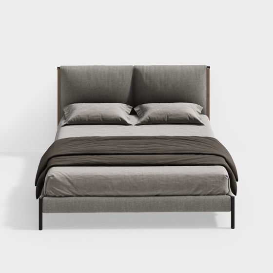Elegant Low-Poly Bed Frame 3D model for Modern Interiors