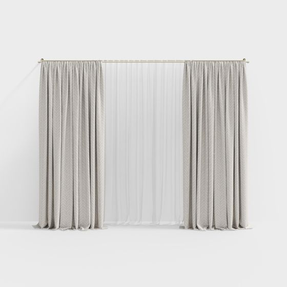 Elegant Low-Poly Curtain 3D model for Modern Interiors