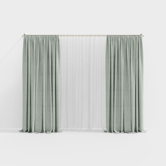 Elegant Low-Poly Curtain 3D Model