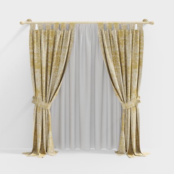 Exquisite Low-Polygon Curtain 3D model