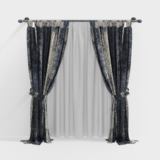 Elegant Low-Poly Curtain 3D Model