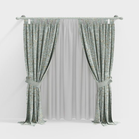 Elegant Low-Poly Curtain 3D Model