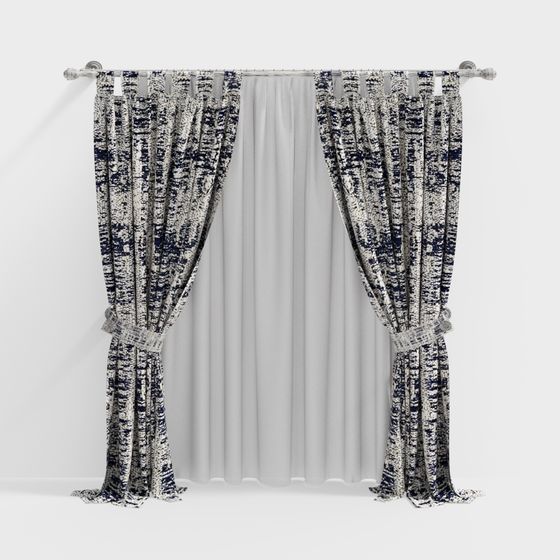 Elegant Low-Poly Curtain 3D Model for Modern Interiors