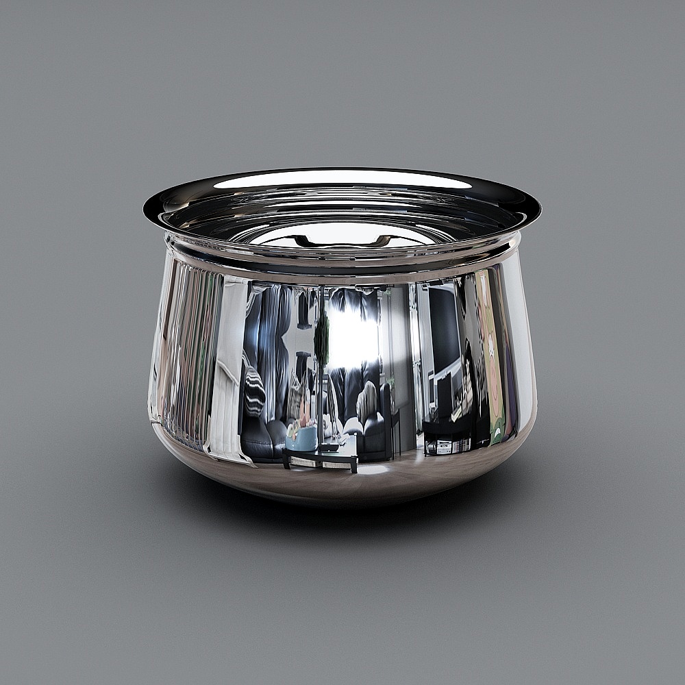 Sleek Stainless Steel Planter 3D Model