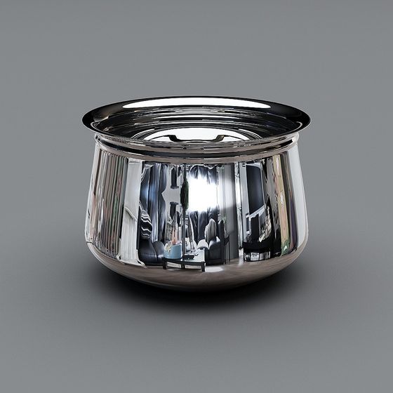 Sleek Stainless Steel Planter 3D Model