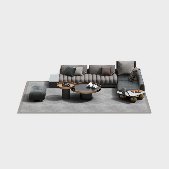 Modern Low-Polygon Sofa Set 3D model