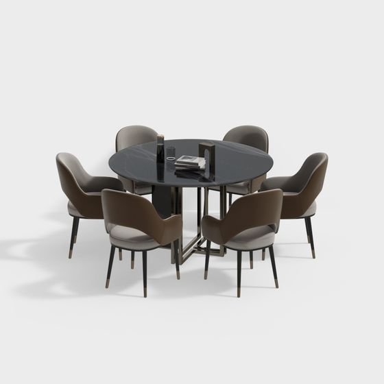 モダンなダイニングテーブルと椅子のセット