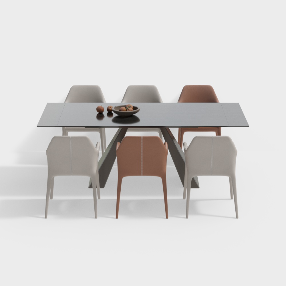 Modern Minimalist Table and Chair Set 3D model