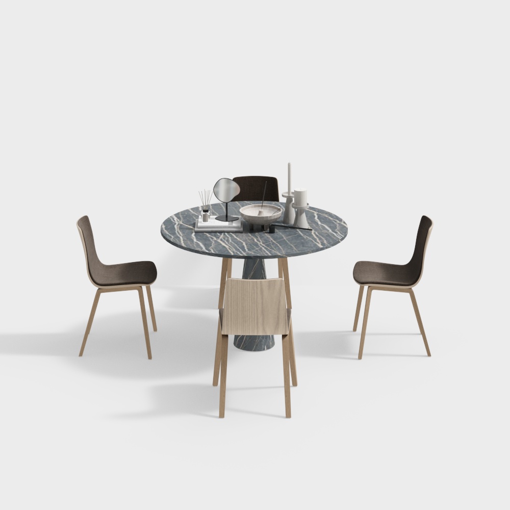 モダンなダイニングテーブルと椅子のセット