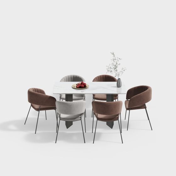 Urban Living Room Dining Table and Chair Set 3D model