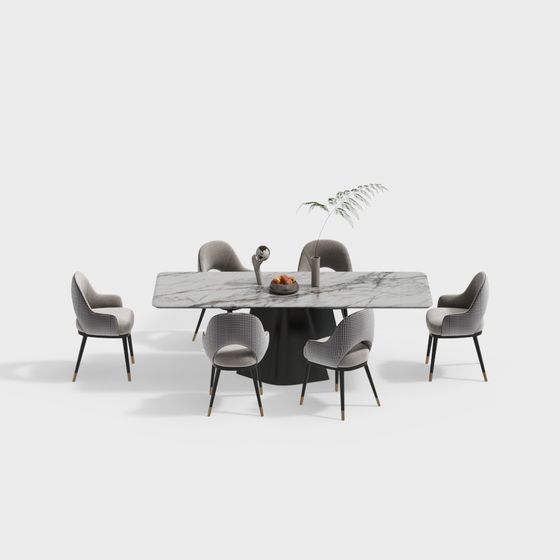 Urban Living Room Dining Table and Chair Set 3D model