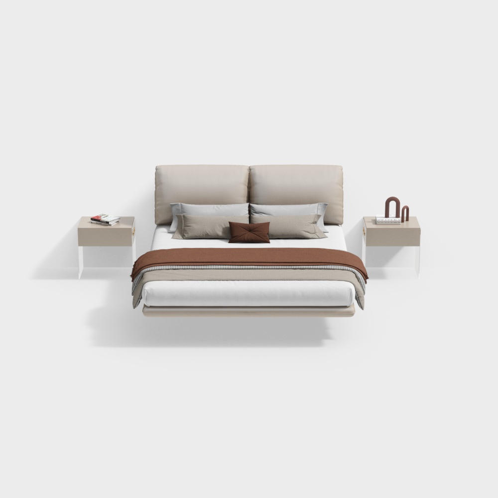 モダンフローティングダブルベッドセット