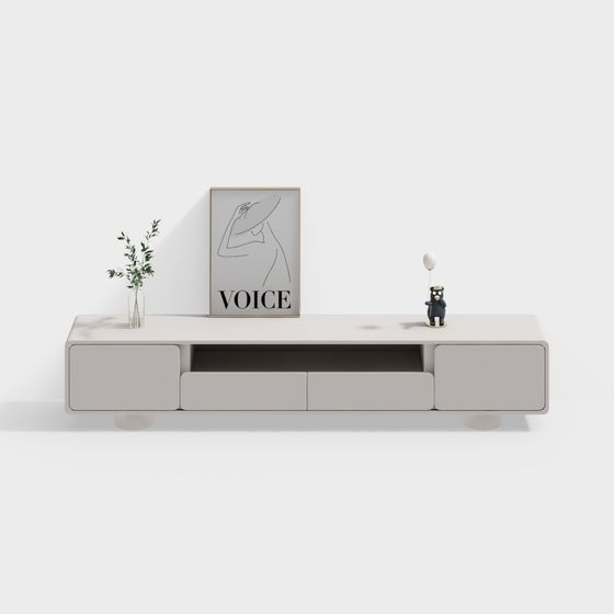 Gray Modern TV Cabinet 3D Model for Living Rooms