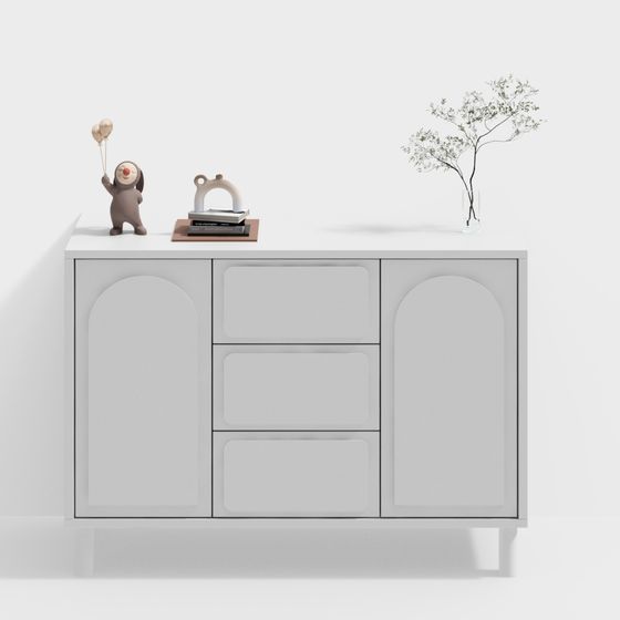 Minimalist Dining Side Cabinet in Modern White