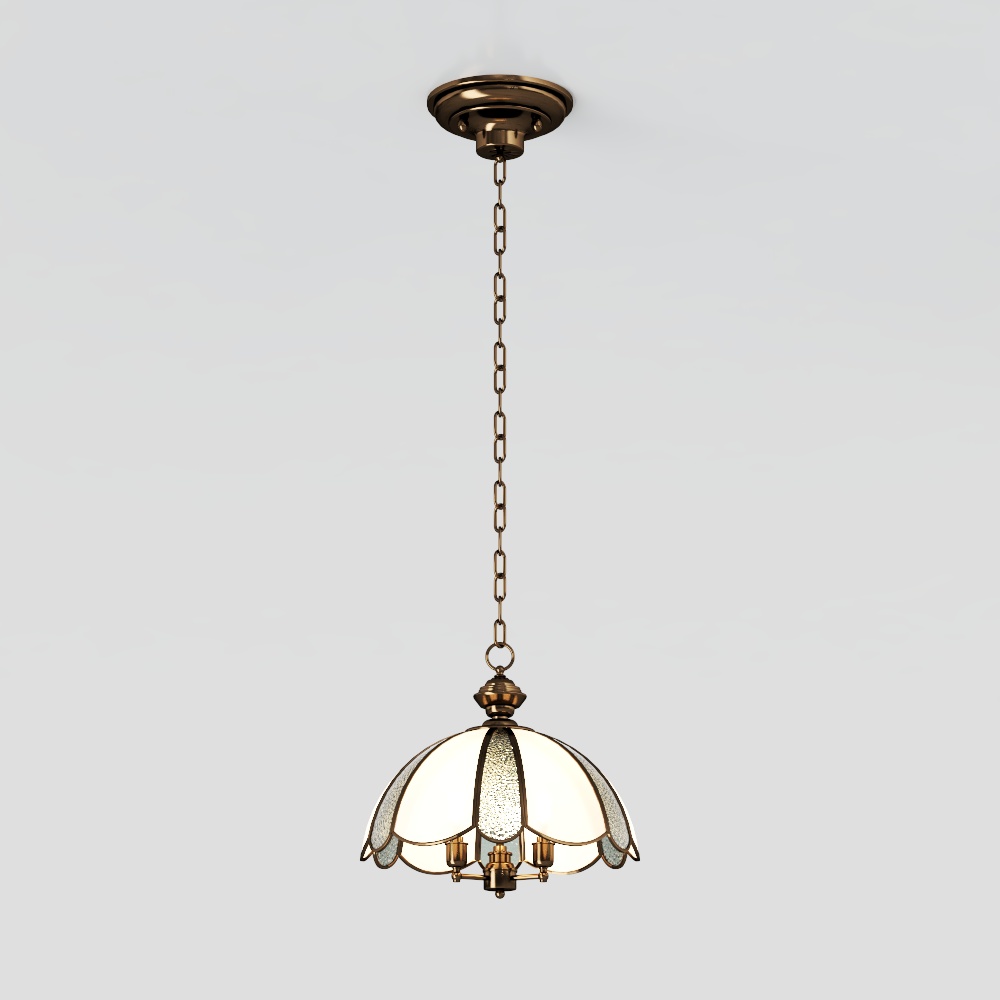 Vintage Pendant Light 3D Model – Brass & Glass Design