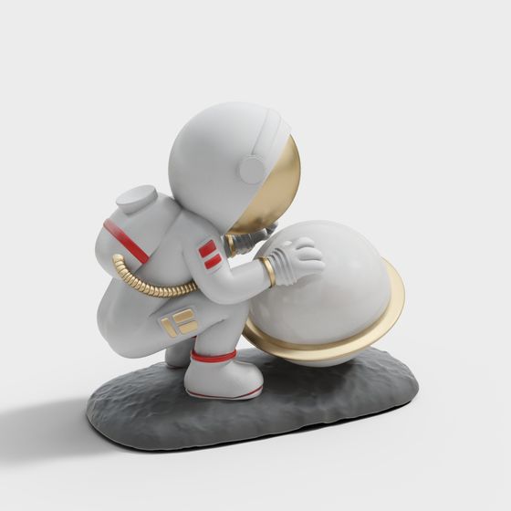 Low-Poly Astronaut on Lunar Surface 3D model