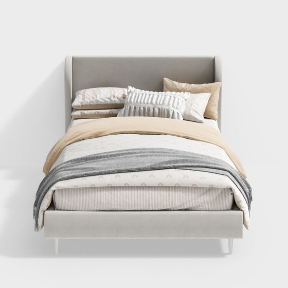 Stylish Minimalist Bed 3D model for Contemporary Homes