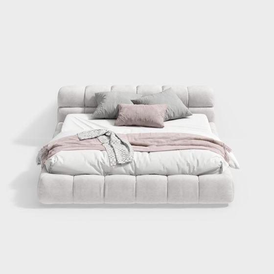 모던 크림 스타일 더블 침대