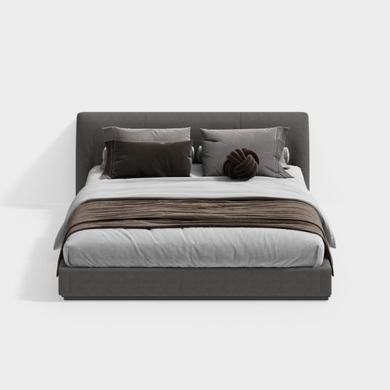 Stylish Low-Poly 3D Bed Model for Cozy Bedrooms