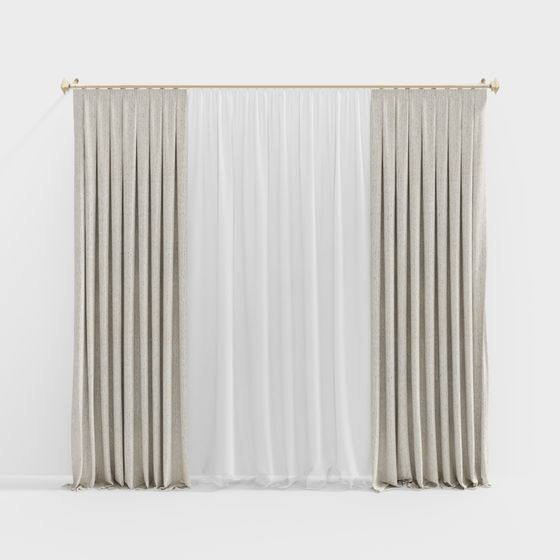 Elegant Low Poly Curtain 3D Model for Contemporary Spaces