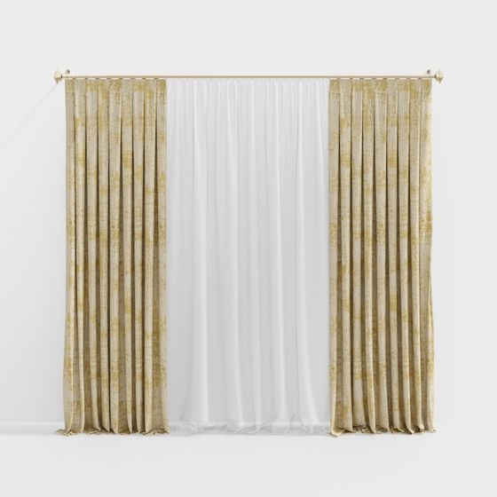 Elegant Low-Poly Curtain 3D model for Modern Interiors