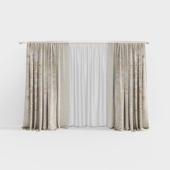 Stylish Low-Polygon Curtain 3D model for Contemporary Designs