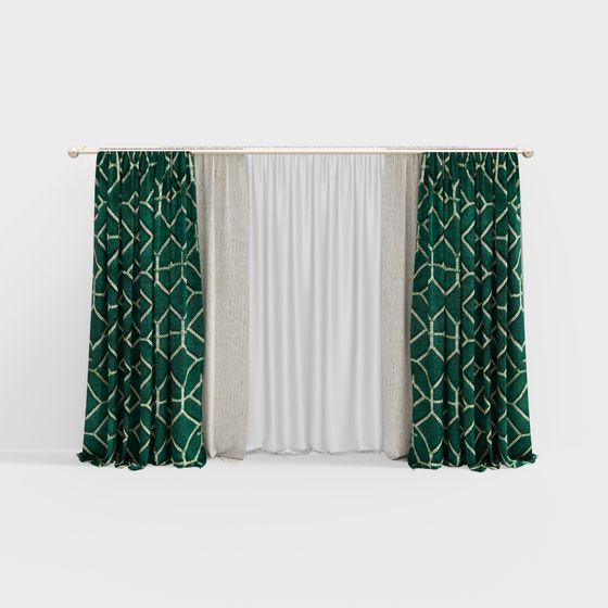 Lattice Velvet Curtain 3D model