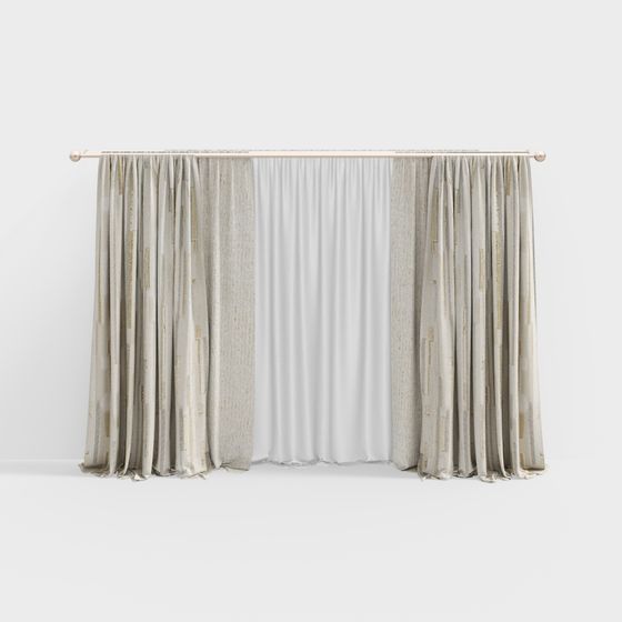 Stylish Velvet Curtain 3D model for Modern Designs