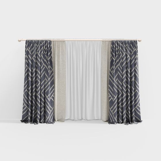 Stylish 3D Curtain Model for Contemporary Spaces