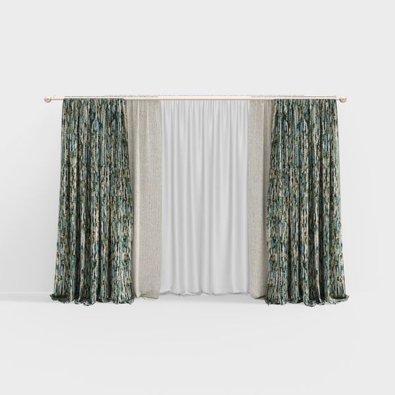 Luminescent 3D Curtain Model for Modern Decor
