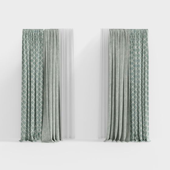 Elegant Low-Poly Curtain 3D Model for Modern Interiors