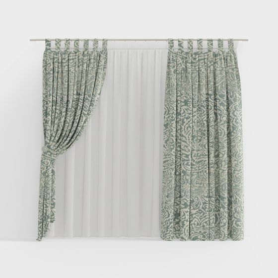 Elegant 3D Curtain Model with Low-Poly Design
