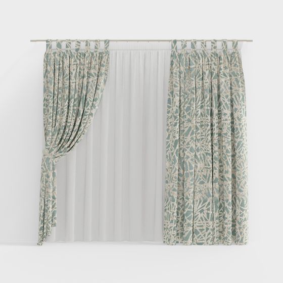 Artistic Soft Blue Curtain 3D model