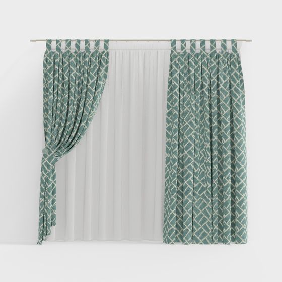 Stylish Low-Poly Curtain 3D model for Modern Interiors