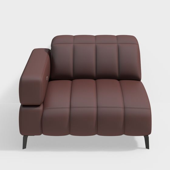 Elegant Low Polygon Leather Sofa 3D Model