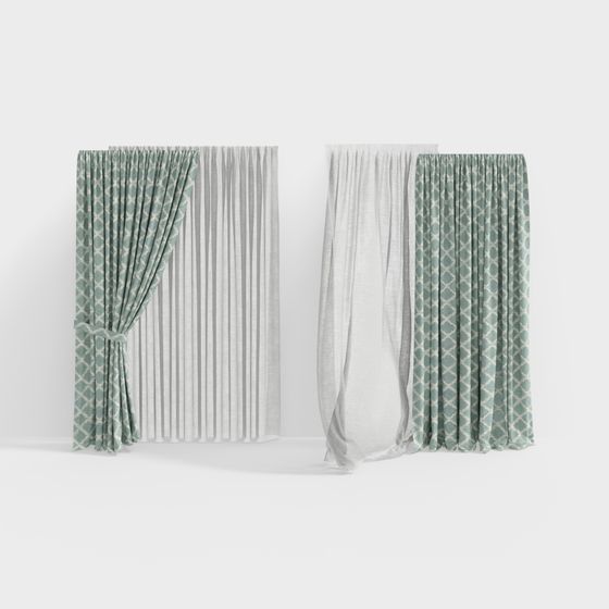 Stylish Low-Poly Curtain 3D model for Contemporary Spaces
