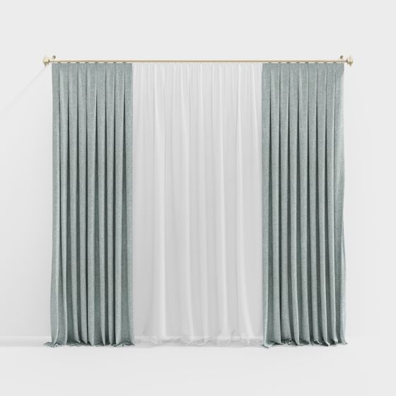 Elegant Low-Polygon Curtain 3D Model