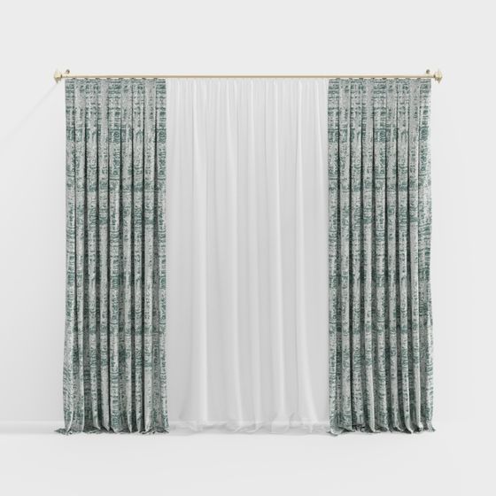 Retro Curtain Low-Poly 3D model