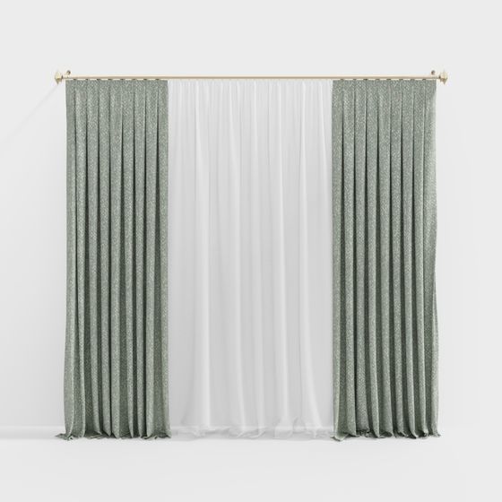 Elegant Low-Poly Curtain 3D Model