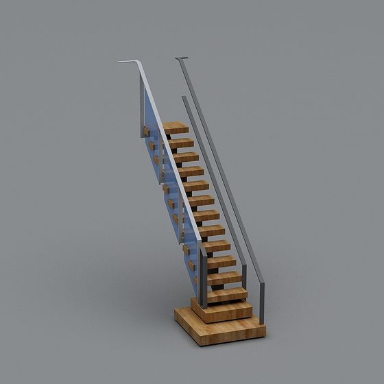 Elegant Low-Polygon Floating Staircase 3D model