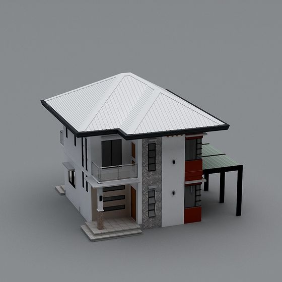 Stylish Low-Poly Modern Residential 3D model