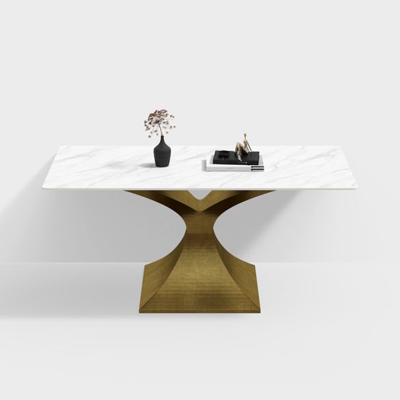 Luxury Marble and Metal Dining Table 3D model