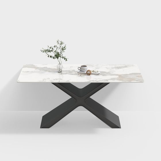 Italian Minimalist Dining Table 3D Model by Youjia Miao in Gray