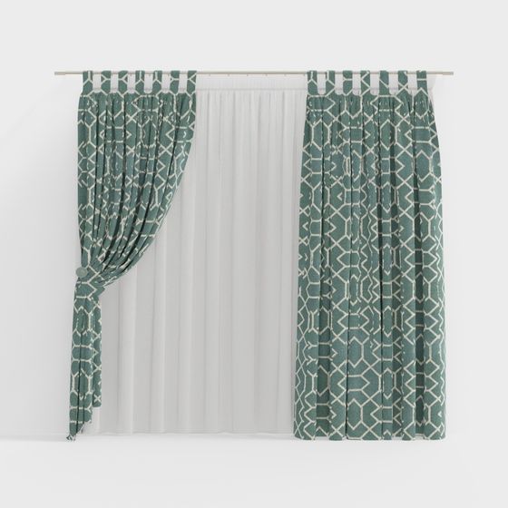 Elegant Low-Poly Curtain 3D Model for Creative Spaces