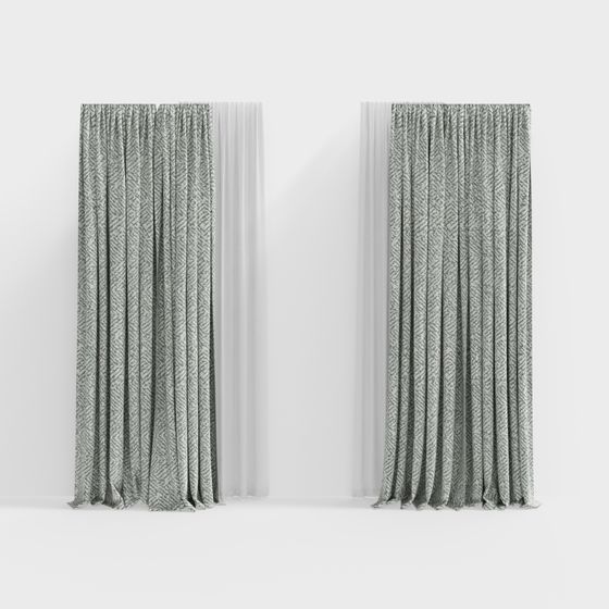 Stylish Gray Curtain 3D model for Modern Spaces