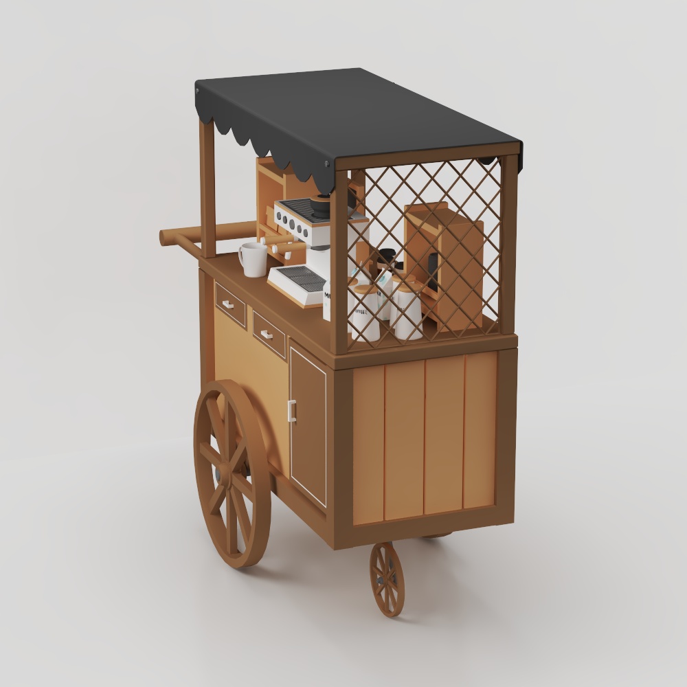 Vintage Coffee Cart 3D model