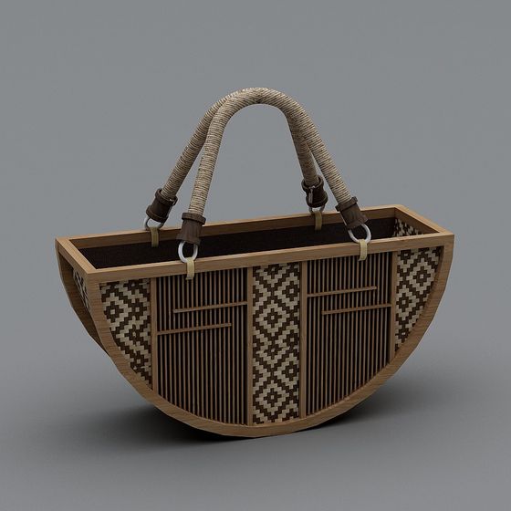 Natural Woven Handbag 3D model
