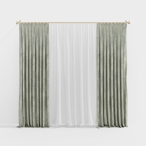 Stylish Low-Poly Curtain 3D model for Contemporary Spaces
