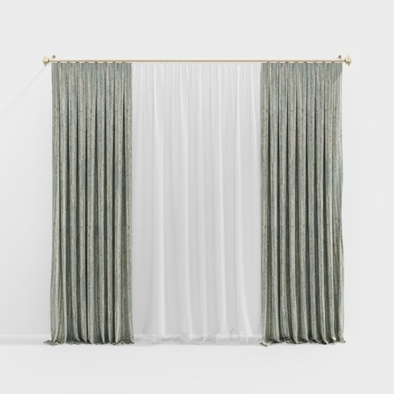 Elegant Low-Polygon 3D Curtain Model